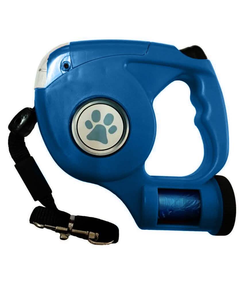 4.5M LED Flashlight Extendable Retractable Pet Dog Leash Lead with Garbage Bag