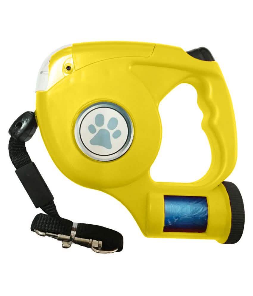 4.5M LED Flashlight Extendable Retractable Pet Dog Leash Lead with Garbage Bag